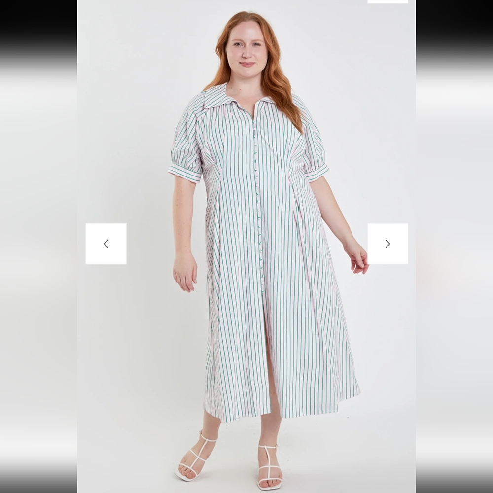 English Factory Stripe Shirt Midi Dress large